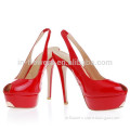 Red patent slingbacks ladies high heel sandal shoes 2015